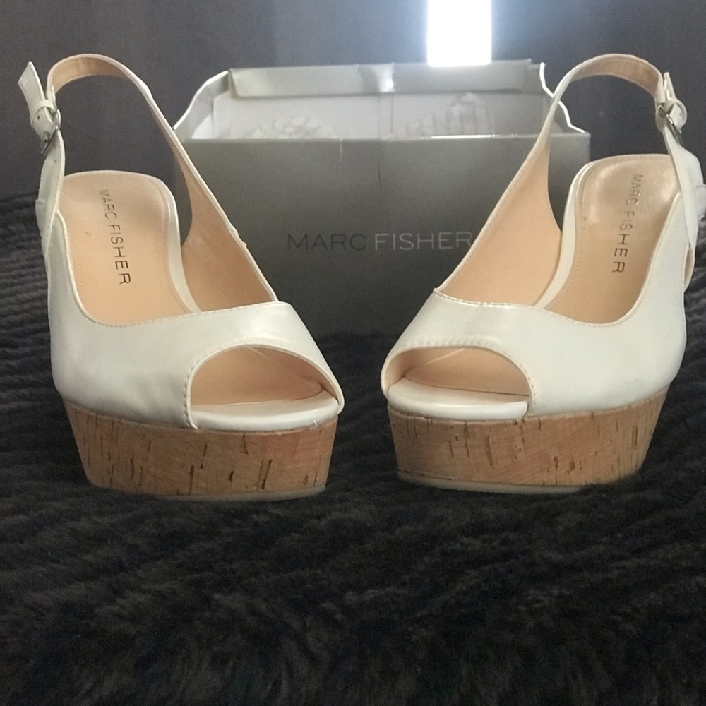 Marc Fisher White Wedges Size 9